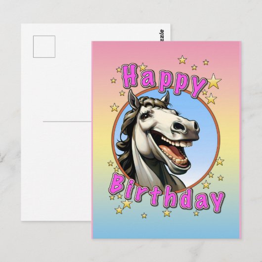 gelukkige verjaardag paard briefkaart (Voorkant / Achterkant)