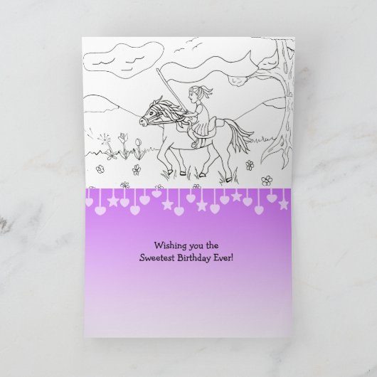 Gelukkige Verjaardag Paard en binnen Kleurplaat Feestdagen Kaart (Binnen)