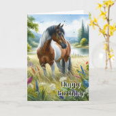 Gelukkige Verjaardag Paard Liefhebber Meisje Kaart (Gele Bloem)