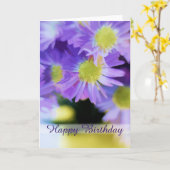 Gelukkige Verjaardag Paarse Aster Boeket Illustrat Kaart (Gele Bloem)