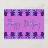 Gelukkige Verjaardag paarse bloemen Briefkaart (Voorkant)