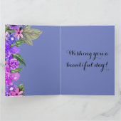 Gelukkige Verjaardag! Paarse BloemenSwags, Grote Kaart (Binnen)