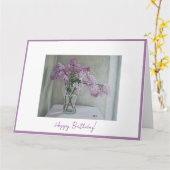Gelukkige verjaardag  paarse Franse lilacs bloemen Kaart (Gele Bloem)