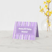 Gelukkige Verjaardag Paarse Gestreepte Custom Kaart (Gele Bloem)