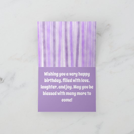Gelukkige Verjaardag Paarse Gestreepte Custom Kaart (Binnen)