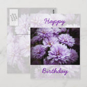 Gelukkige Verjaardag - Paarse Haze Chrysanten Briefkaart (Voorkant / Achterkant)