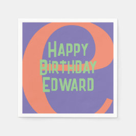 Gelukkige Verjaardag paarse Koraal Munt Feest Servet