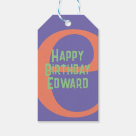 Gelukkige Verjaardag paarse koraalmunt Cadeaulabel