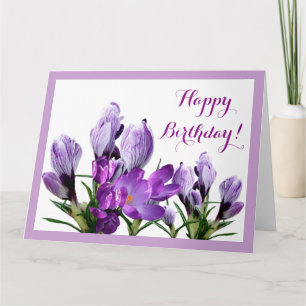 Gelukkige Verjaardag paarse krokusbloemen boho blo Kaart
