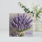 Gelukkige Verjaardag Paarse Lavendel Bloemen Boeke Kaart (Staand voorkant)