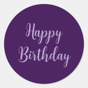 Gelukkige Verjaardag Paarse Lavendel Custom Color  Ronde Sticker
