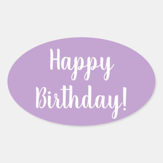 Gelukkige Verjaardag Paarse Lila Ovale Sticker (Voorkant)