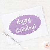 Gelukkige Verjaardag Paarse Lila Ovale Sticker (Envelop)