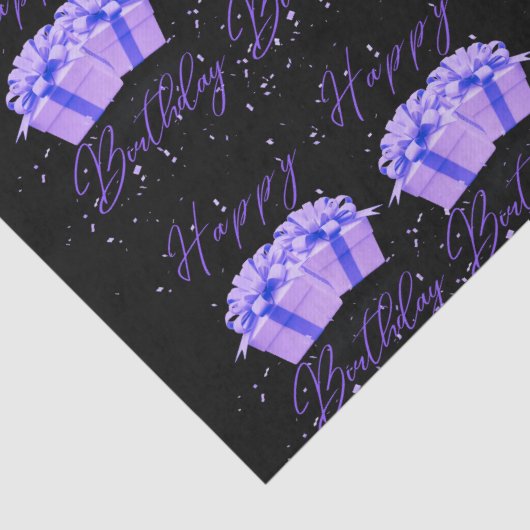 Gelukkige Verjaardag  Paarse Weefseldocument Tissuepapier (Detail)