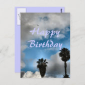 Gelukkige Verjaardag palmbomen en lucht Briefkaart (Voorkant / Achterkant)