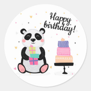 Gelukkige Verjaardag Panda Beer Ronde Sticker