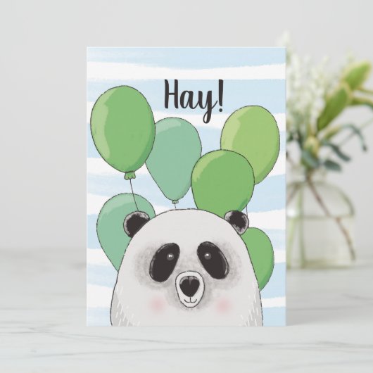 Gelukkige verjaardag. Panda. Blauw groen dier (Staand voorkant)