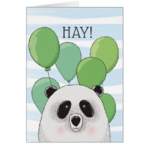 Gelukkige verjaardag. Panda. Blauwe groene kaart