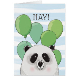 Gelukkige verjaardag. Panda. Blauwe groene kaart