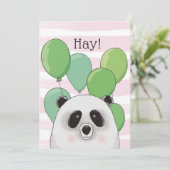 Gelukkige verjaardag. Panda. Roze groene kaart (Staand voorkant)