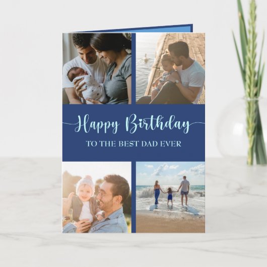 Gelukkige Verjaardag Pap Fotocollage Beste Pap Kaart (Voorkant)