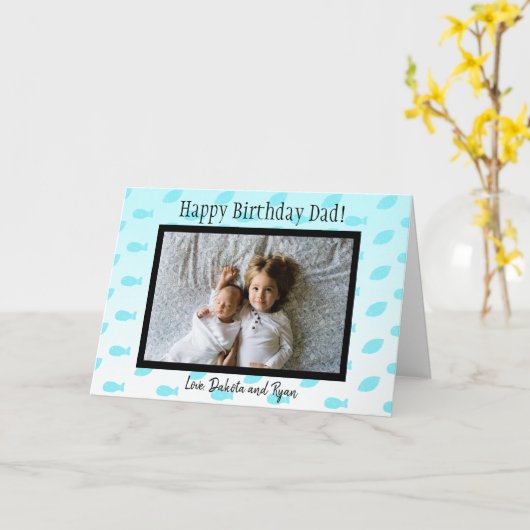 Gelukkige Verjaardag Pap Vis en Footballs Fotokaar Kaart (Gele Bloem)