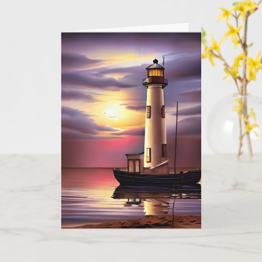 Gelukkige verjaardag pap | Vuurtoren, Zeilboot, Zo Kaart (Gele Bloem)