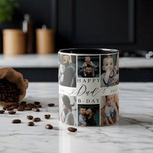Gelukkige Verjaardag Papa 8 Foto Collage Cadeau Aa Tweekleurige Koffiemok