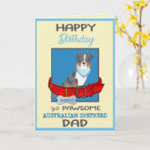 Gelukkige Verjaardag Papa Australian Shepherd Gepe Kaart (Gele Bloem)