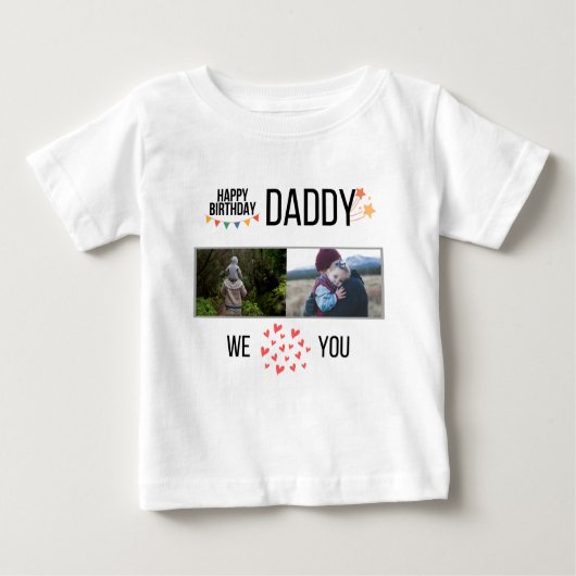 GELUKKIGE VERJAARDAG PAPA BABY KLEDING AANGEPASTE  (Voorkant)