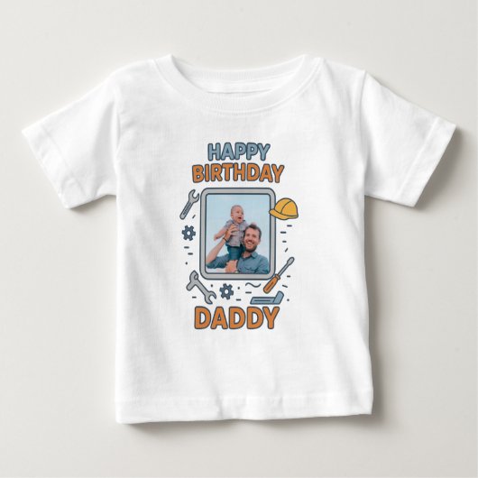 GELUKKIGE VERJAARDAG PAPA BABY KLEDING AANGEPASTE  (Voorkant)