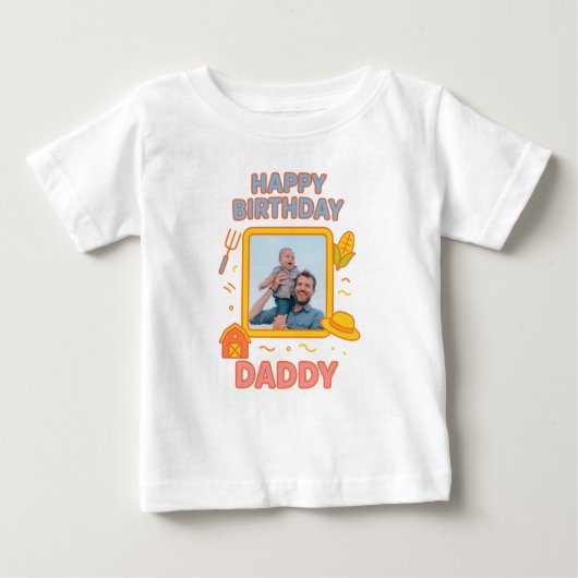 GELUKKIGE VERJAARDAG PAPA BABY KLEDING AANGEPASTE (Voorkant)