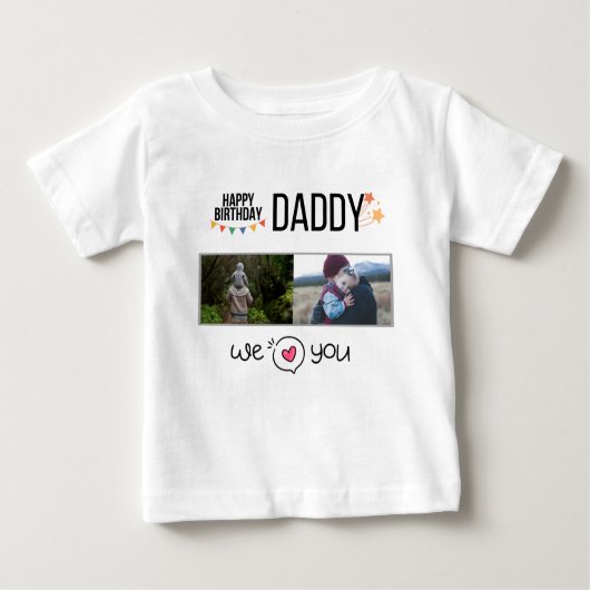 GELUKKIGE VERJAARDAG PAPA BABY KLEDING AANGEPASTE  (Voorkant)