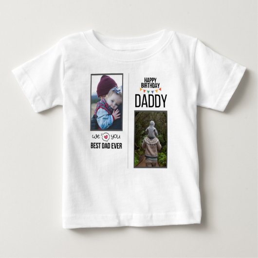 GELUKKIGE VERJAARDAG PAPA BABY KLEDING AANGEPASTE  (Voorkant)