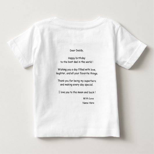 GELUKKIGE VERJAARDAG PAPA BABY KLEDING AANGEPASTE (Achterkant)