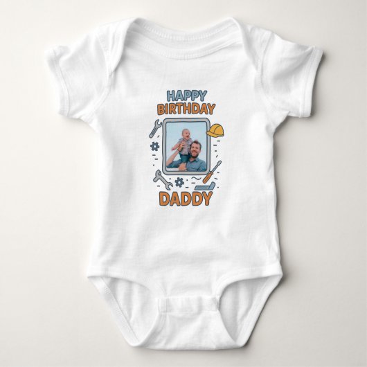 GELUKKIGE VERJAARDAG PAPA BABY KLEDING AANGEPASTE  ROMPER (Voorkant)