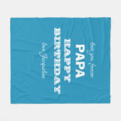 Gelukkige Verjaardag Papa Chic Script Naam Blauw C Fleece Deken (Voorkant (Horizontaal))