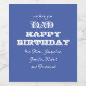 Gelukkige Verjaardag Papa Custom Kinder Namen Cool Wijn Etiket (Enkel label)