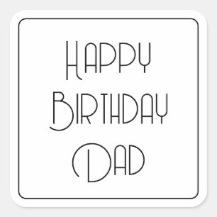 Gelukkige Verjaardag Papa Eenvoudige Calligrafie Vierkante Sticker