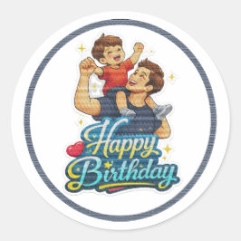 Gelukkige verjaardag papa en zoon ronde sticker