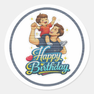 Gelukkige verjaardag papa en zoon ronde sticker