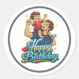 Gelukkige verjaardag papa en zoon ronde sticker