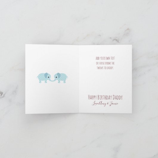 Gelukkige verjaardag papa foto van tweeling kaart (Binnen)