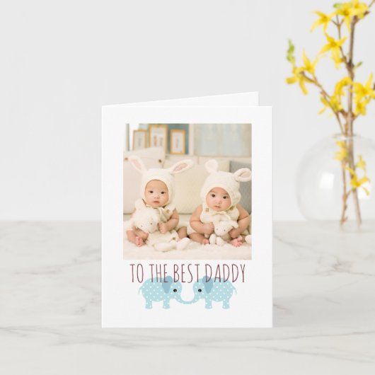 Gelukkige verjaardag papa foto van tweeling kaart (Gele Bloem)