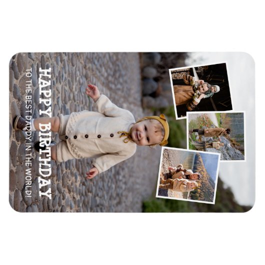 Gelukkige Verjaardag Papa Fotocollage Magneet (Horizontaal)