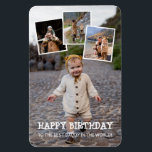 Gelukkige Verjaardag Papa Fotocollage Magneet<br><div class="desc">Verjaardagsmagneet afgedrukt met vier van je eigen foto's in een collage. Als een overlay,  een eigenzinnig lettertype wit gezegde happy birthday en,  hieronder,  kunt u toevoegen wiens verjaardag het is. Perfect voor de verjaardagen van ouders en grootouders.</div>