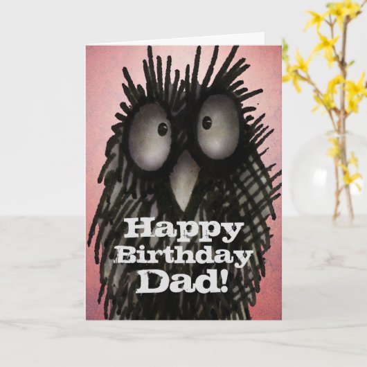 Gelukkige verjaardag papa! - Funny Owl Father's Kaart (Gele Bloem)