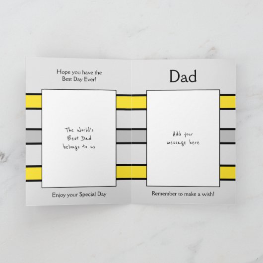 Gelukkige Verjaardag Papa grijs geel foto hou van  Kaart (Binnen)