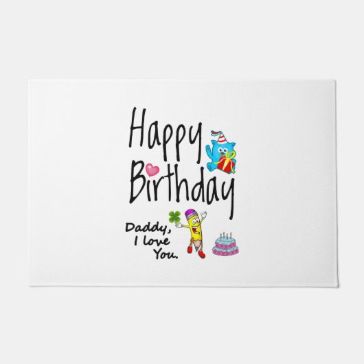 Gelukkige verjaardag. Papa, ik hou van je. Deurmat (Voorkant)