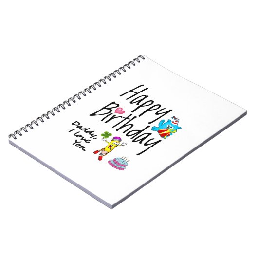 Gelukkige verjaardag. Papa, ik hou van je. Notitieboek (Linkerzijde)